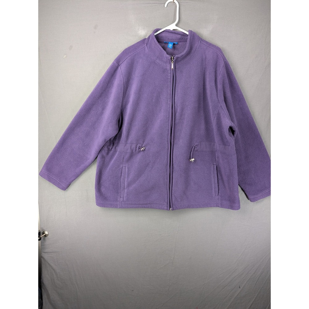 Karen Scott Sport Woman‎ Purple Fleece Full Zip Jacket 2X Plus Size Mock Neck